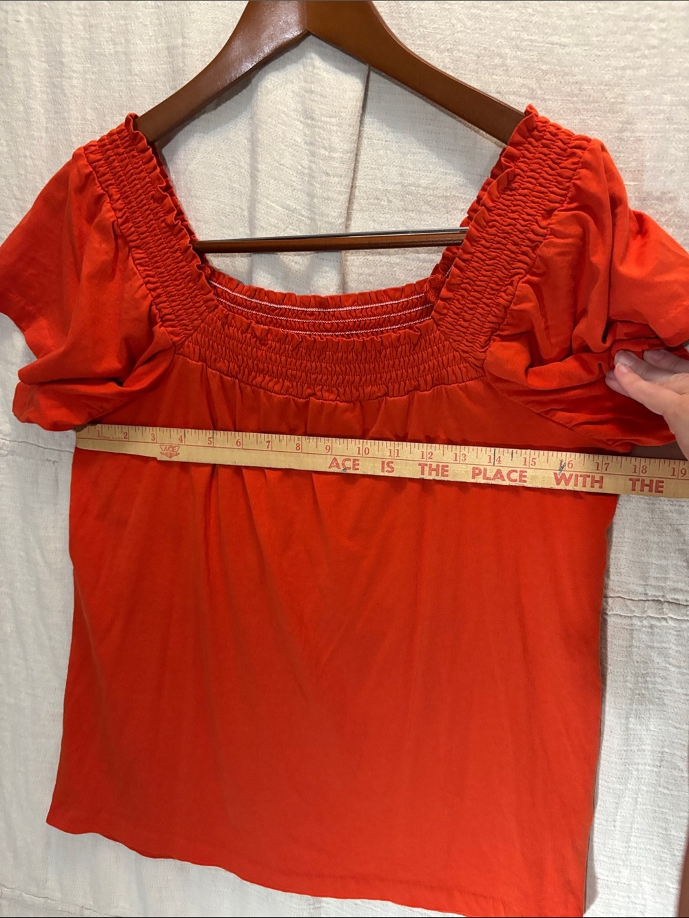J. Crew Bright Burnt Orange Smocked Blouse 100% Cotton - Picture 7 of 8